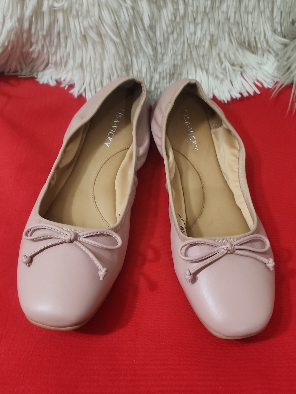Lisa Vicky Women's Blush Pink Bow Ballet Flats